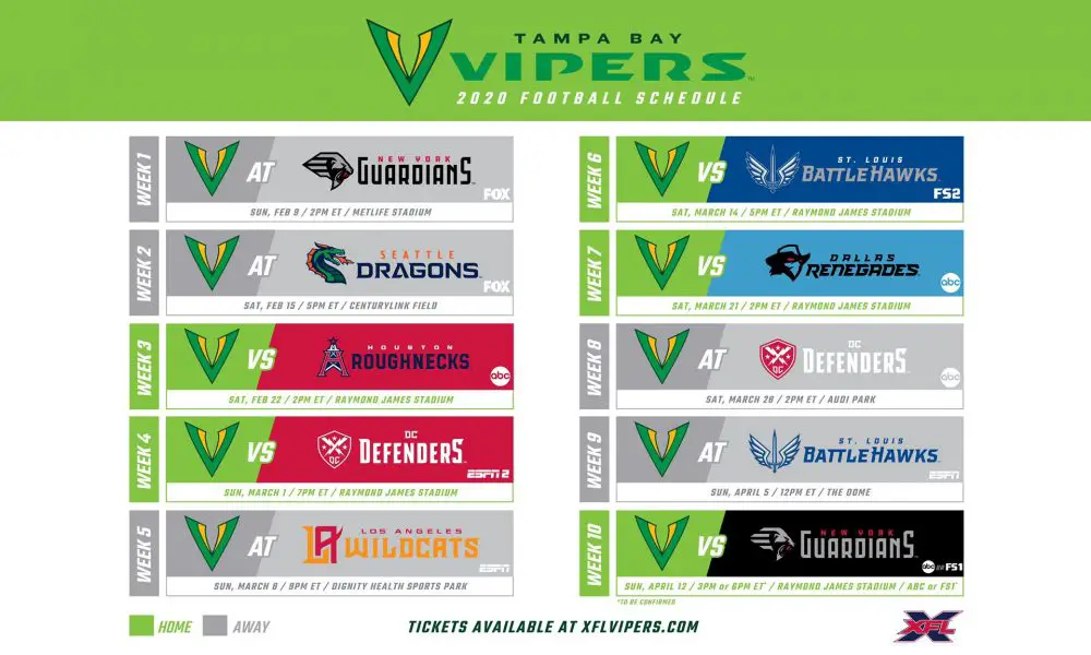 XFL&#39;s Tampa Bay Vipers 2020 Schedule Review, Must-See Games