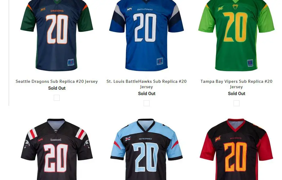 Newly Released XFL Replica Jerseys Sell Out Within Hours